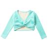 Aislor Little Kids Girls' Classic Thick Ballet Long Sleeve Wrap Top Leotards Ballet Cardigan for Gymnastics Performance Mint Green 5-6 Years view 3