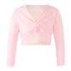 Aislor Little Kids Girls' Classic Thick Ballet Long Sleeve Wrap Top Leotards Ballet Cardigan for Gymnastics Performance Pink 7-8 Years view 1