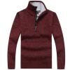 Men's Quarter Zip Fleece Sweaters Half-Zip Stand Collar Thermal Pullover Regular Knit Jumpers Warm Soft & Casual (Red,XX-Large) view 1