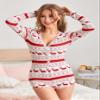 NUFIWI Women Christmas Pajamas Romper Bodycon Printed Jumpsuit Shorts Xmas One Piece Pjs Sleepwear(White Red Elk,L) view 2