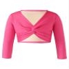 FEESHOW Kids Girls Long Sleeve Knitted Ballet Dance Wrap Top Cardigan Sweater Pullover Cropped Tops B Hot Pink 7-8 Years view 1