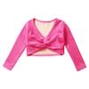 FEESHOW Kids Girls Long Sleeve Knitted Ballet Dance Wrap Top Cardigan Sweater Pullover Cropped Tops B Hot Pink 7-8 Years view 3