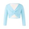 Aislor Little Kids Girls' Classic Thick Ballet Long Sleeve Wrap Top Leotards Ballet Cardigan for Gymnastics Performance Light Blue 7-8 Years view 1
