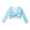 Aislor Little Kids Girls' Classic Thick Ballet Long Sleeve Wrap Top Leotards Ballet Cardigan for Gymnastics Performance Light Blue 7-8 Years view 3