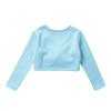 Aislor Little Kids Girls' Classic Thick Ballet Long Sleeve Wrap Top Leotards Ballet Cardigan for Gymnastics Performance Light Blue 7-8 Years view 4