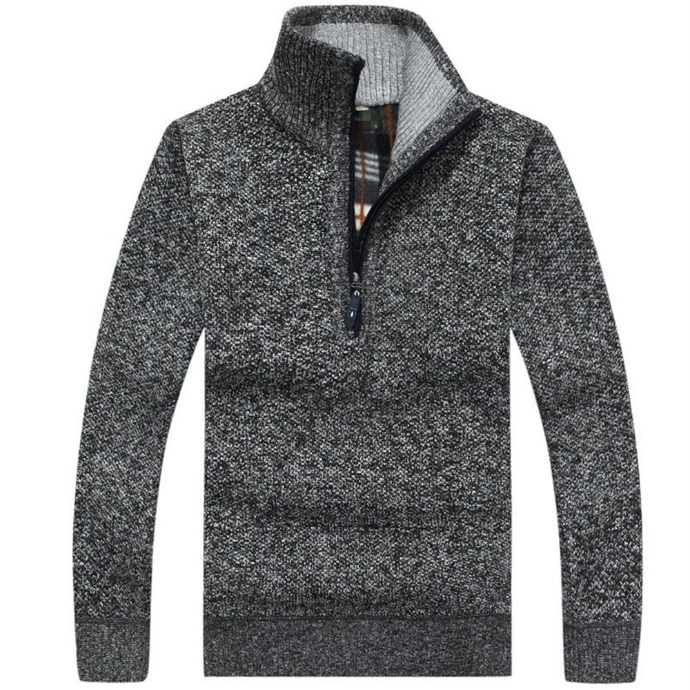 Kaxiya2021 Men's Quarter Zip Fleece Sweaters Half-Zip Stand Collar Thermal Pullover Regular Knit Jumpers Warm Soft & Casual (Dark Gray,XX-Large)