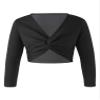 FEESHOW Kids Girls Long Sleeve Knitted Ballet Dance Wrap Top Cardigan Sweater Pullover Cropped Tops B Black 7-8 Years view 1