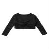 FEESHOW Kids Girls Long Sleeve Knitted Ballet Dance Wrap Top Cardigan Sweater Pullover Cropped Tops B Black 7-8 Years view 3