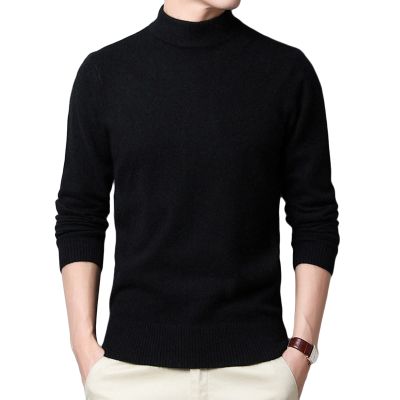 Kaxiya2021 Men's Slim Fit Turtleneck Sweater Casual Basic Thermal Kintted Pullover Lightweight Cotton Soft Solid Jumpers (Black,3X-Large)