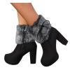 Bcshiye Women's Chunky Heel Ankle Booties Fur Lined Warm Comfort Winter Boots Anti-slip Platform High Heel Snow Boots view 2