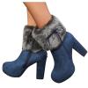 Bcshiye Women's Chunky Heel Ankle Booties Fur Lined Warm Comfort Winter Boots Anti-slip Platform High Heel Snow Boots view 2