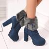 Bcshiye Women's Chunky Heel Ankle Booties Fur Lined Warm Comfort Winter Boots Anti-slip Platform High Heel Snow Boots view 4