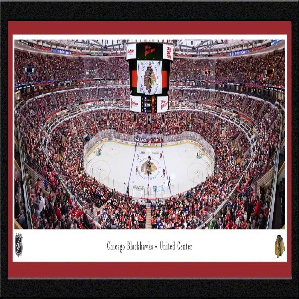 Chicago Blackhawks (center ice) - 42x15.5-inch Single Mat, Select Framed Picture by Blakeway Panoramas