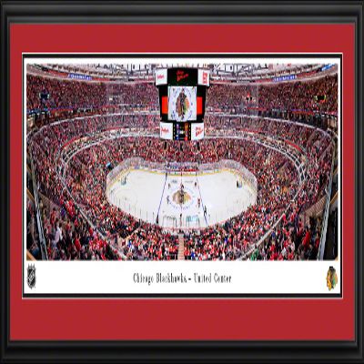 Chicago Blackhawks (center ice) - 44x18-inch Double Mat, Deluxe Framed Picture by Blakeway Panoramas