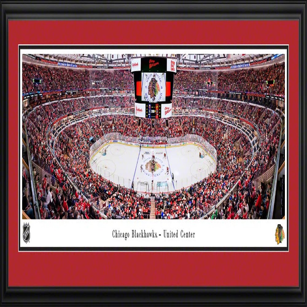 Chicago Blackhawks (center ice) - 44x18-inch Double Mat, Deluxe Framed Picture by Blakeway Panoramas
