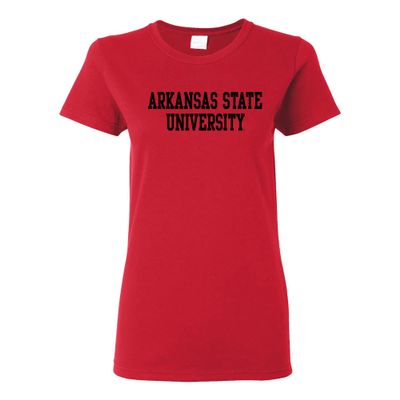 LS01 - Arkansas State Red Wolves Basic Block Womens T Shirt - 2X-Large - Red