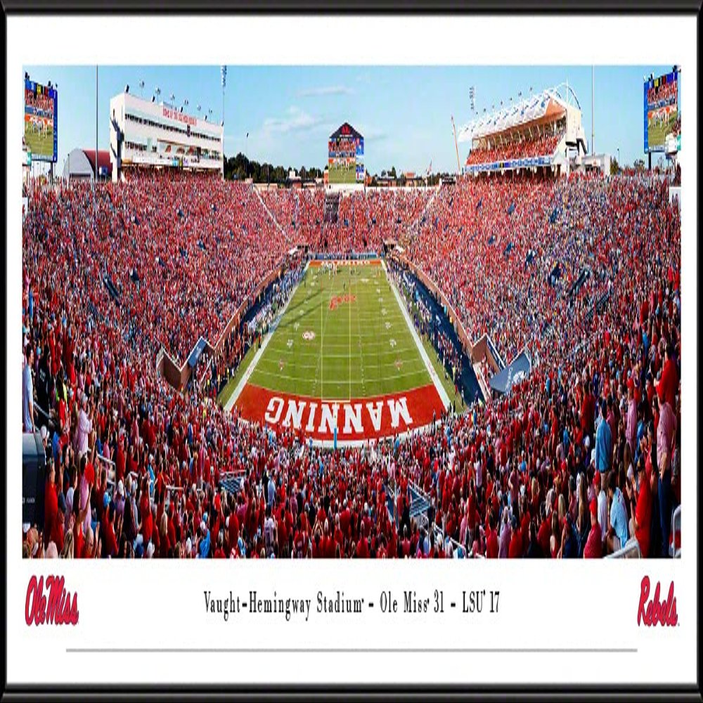 Ole Miss Football (end zone) - 40.25x13.75-inch Standard Framed Print by Blakeway Panoramas