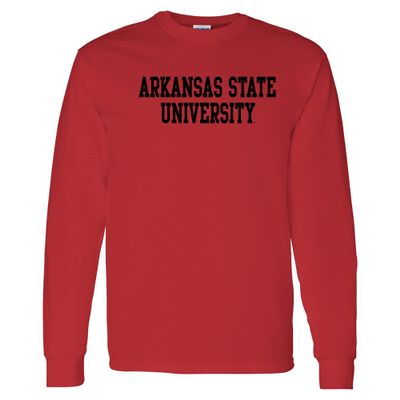 UGP Campus Apparel AL01 - Arkansas State Red Wolves Basic Block Long Sleeve T Shirt - X-Large - Red