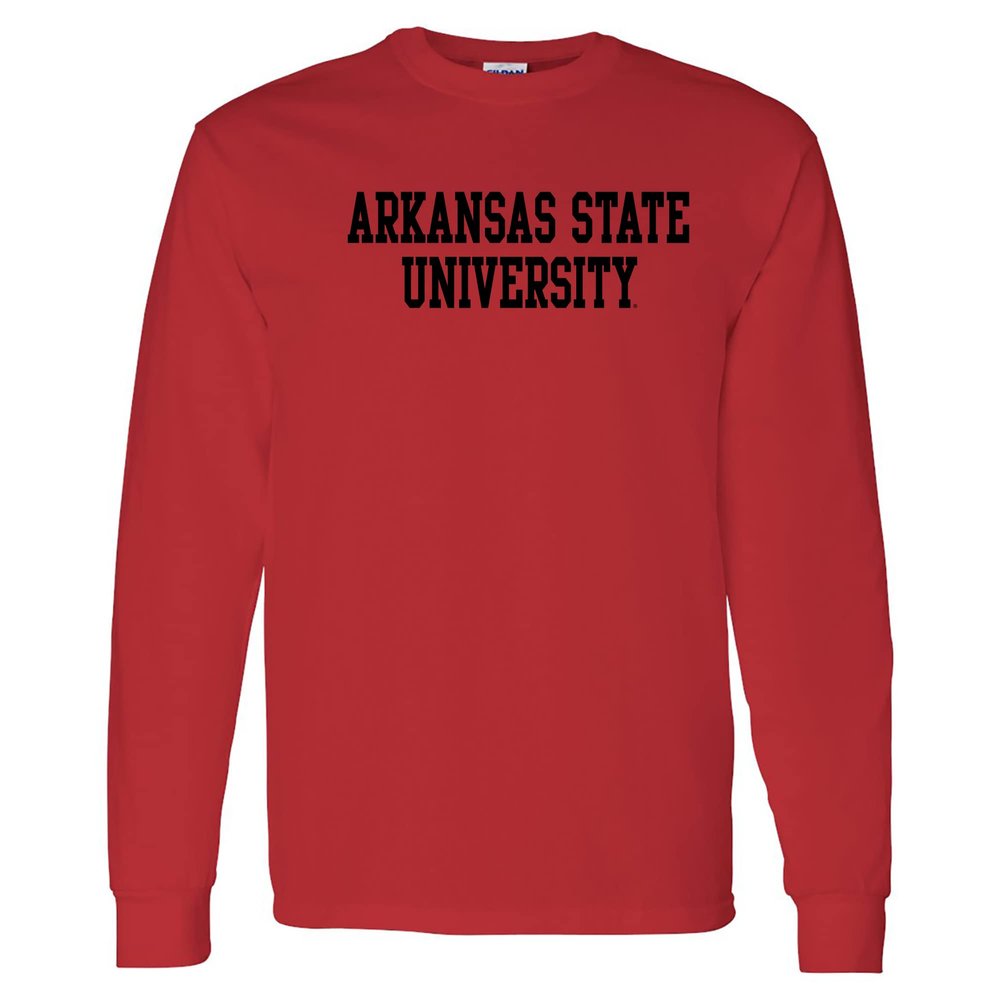 UGP Campus Apparel AL01 - Arkansas State Red Wolves Basic Block Long Sleeve T Shirt - X-Large - Red