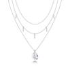 PAVOI Rhodium Plated Layered Pearl Pendant Necklace | Layering Necklaces for Women | Dainty Minimalist Design Pendant (Pearl, White Plated) view 1