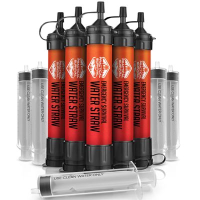 5 High-Capacity Emergency Water Straws  Lightweight, Reusable, 1800-gallon Filters for Camping, Hiking, Travel, Biking, Survival, and Emergencies. No Expiration Date, Perfect for preparedness