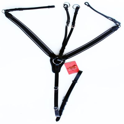 TackRus Horse English Padded Leather Riding Tack Stretchable Nylon Black Breastplate 803880BKC