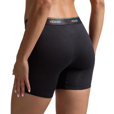 Woxer Boxer Shorts for Women - 5" Baller Boy Shorts Underwear for Women, Soft Modal - Seamless Chafe Free, No Show Underwear - Breathable and Moisture-Wicking - Full Coverage Fit, Pride Black 3.0