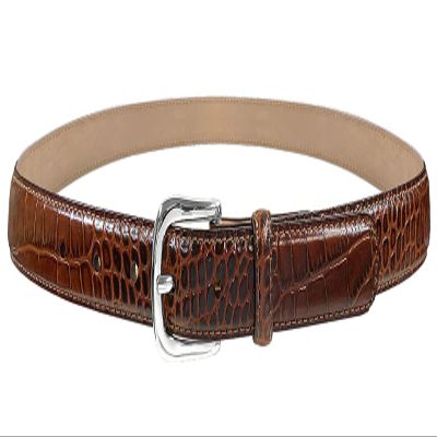 A274NP Silver Buckle Genuine Full-Grain Cowhide Leather Dress Belt 1"(25mm) Wide (Silver Alligator Brown, 40)