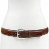 A274NP Silver Buckle Genuine Full-Grain Cowhide Leather Dress Belt 1"(25mm) Wide (Silver Alligator Brown, 40) view 2
