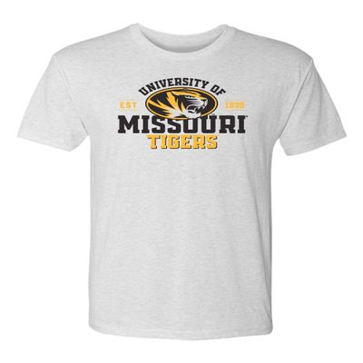 CornBorn Missouri Mens Apparel - Premium Tri-Blend University of Missouri Est 1839 - Heather White - Large