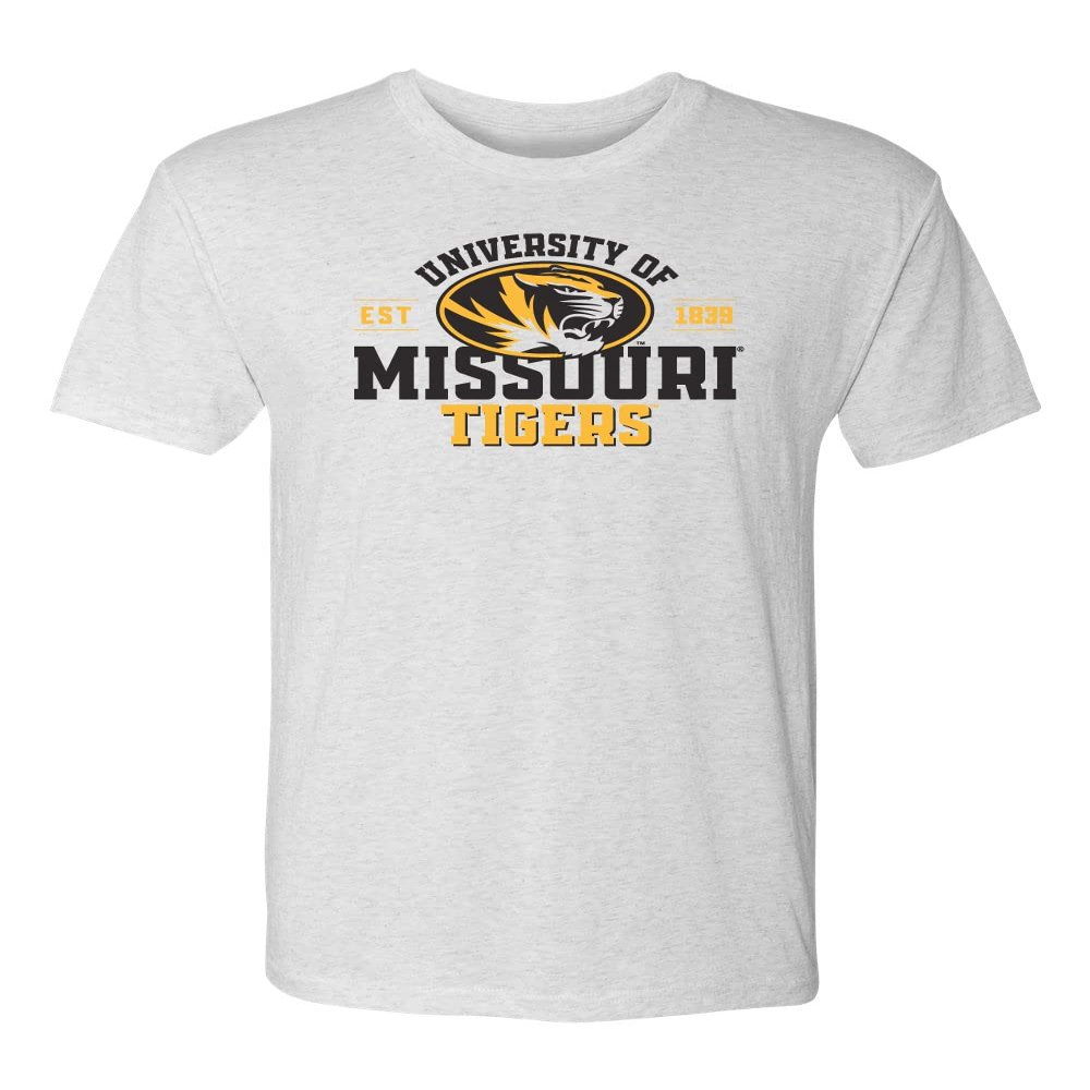 CornBorn Missouri Mens Apparel - Premium Tri-Blend University of Missouri Est 1839 - Heather White - Large