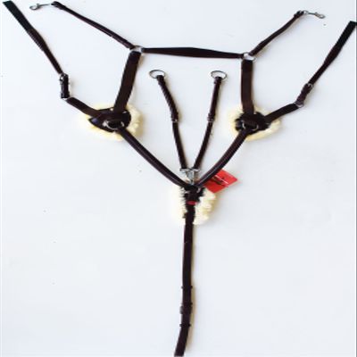 Challenger Tack Horse English Padded Leather 5-Point Raised Breastplate with Original Lamb Faux Fur Padding 803933MGP