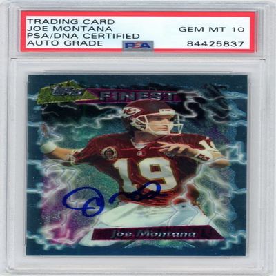Joe Montana 1995 Topps Finest Autographed Card #90- PSA/DNA Gem MT 10