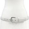 A274NP Silver Buckle Genuine Full-Grain Cowhide Leather Dress Belt 1"(25mm) Wide (Silver Smooth White, 44) view 2