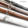 A274NP Silver Buckle Genuine Full-Grain Cowhide Leather Dress Belt 1"(25mm) Wide (Silver Smooth White, 44) view 3