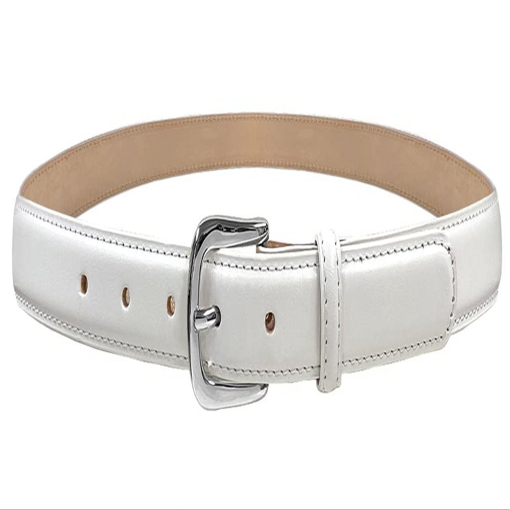 A274NP Silver Buckle Genuine Full-Grain Cowhide Leather Dress Belt 1"(25mm) Wide (Silver Smooth White, 38)