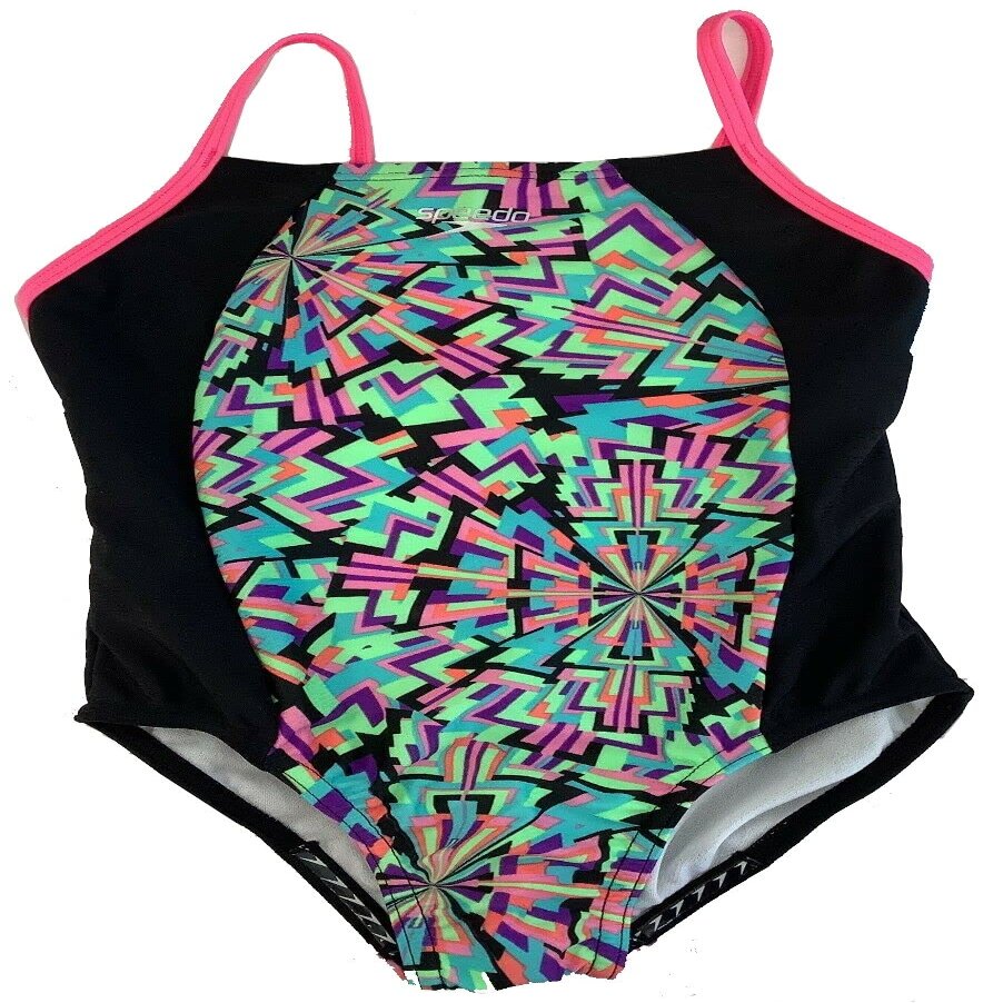 Girl's Thin Strap One-Piece Swimsuit Speedo (Multi, XL-16)
