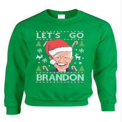 ALLNTRENDS Let's Go Brandon Ugly Christmas Meme Racing Car Anti Joe Biden Ugly Xmas Sweatshirt (2XL, Irish Green)