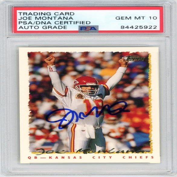 Joe Montana 1995 Topps Autographed Card #420- PSA/DNA Gem MT 10