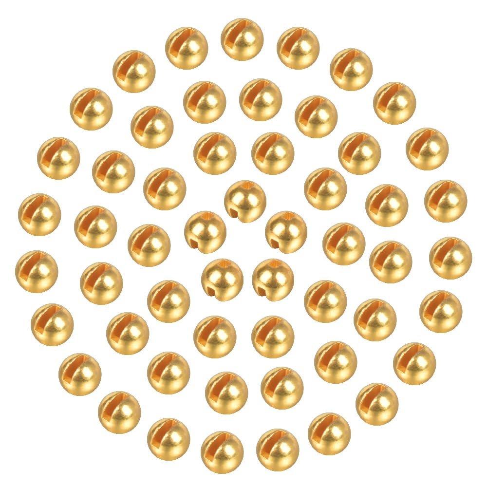 MUUNN 150pcs Tungsten Slotted Beads for Fly Tying, Sink Deeper and Faster 12 Colors/13 Sizes Slotted Tungsten Beads Fly Tying Beads Head Fly Tying Materials(Gold,3.8mm)