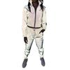 Women Rave Reflective Zip Up Long Sleeves Crop Top Jacket Sweatshirt or Jogger Pants with Pockets view 1