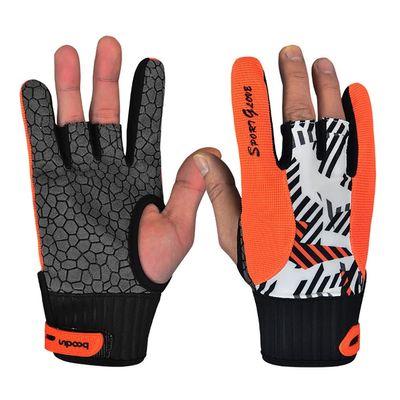 Bowling Gloves Silicone Anti-Skid Palm Left and Right Hand Gloves Elastic Spandex Flexible Wrist Support Breathable Fabric 3 Finger Design Thumb Protector Mitten for Bowling Sports Fitness Gym