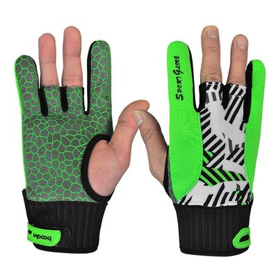 Bowling Gloves Silicone Anti-Skid Palm Left and Right Hand Gloves Elastic Spandex Flexible Wrist Support Breathable Fabric 3 Finger Design Thumb Protector Mitten for Bowling Sports Fitness Gym