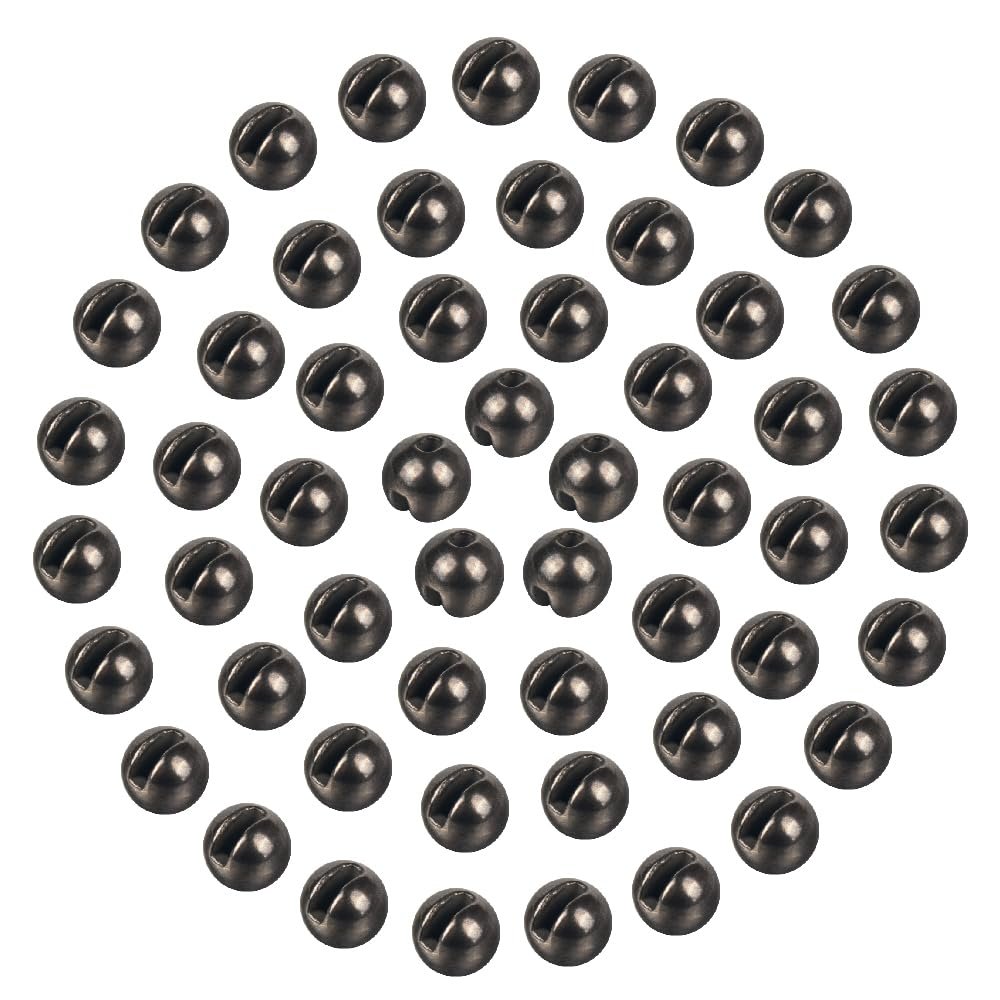 MUUNN 150pcs Tungsten Slotted Beads for Fly Tying, Sink Deeper and Faster 12 Colors/13 Sizes Slotted Tungsten Beads Fly Tying Beads Head Fly Tying Materials(Black Nickel,4.0mm)