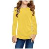POLG Kids Girls Knot Front T-Shirts Long Sleeve Loose Tunic Tops Crewneck Sweatshirts Fall Warm Pullover Blouse Tee Shirt (Yellow, 4-5 Years) view 1