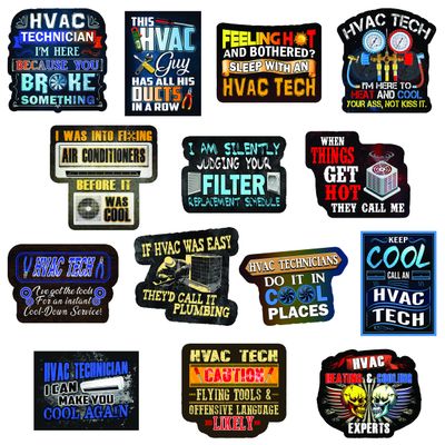 HVAC Stickers  Perfect for Any HVAC tech. Our Hard hat Stickers Include Images of HVAC Tools and Make Perfect HVAC Accessories. - Our Construction Stickers are Waterproof Vinyl Stickers. Pack of 14