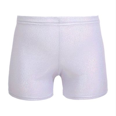Aislor Girls Metallic Dance Shorts Yoga Sports Cycling Running Shorts Gymnastics Athletic Shorts Tumbling Boxer Bottoms Silver A01 4-5 Years