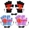3 Pairs USB Heated Gloves for Women Fingerless Warm Laptop Gloves for Hand Warmers Mittens Computer Electric Gaming view 1