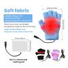 3 Pairs USB Heated Gloves for Women Fingerless Warm Laptop Gloves for Hand Warmers Mittens Computer Electric Gaming view 2