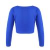 easyforever Kids Girl's Thick Knot Ruched Dance Crop Tops Ballet Wrap Shrug Sweater Long Sleeve Wrap Tops Sweatshirt Royal Blue 7-8 Years view 2